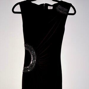 Cache Black Embellished Bodycon Cocktail Dress XS Chain Detail